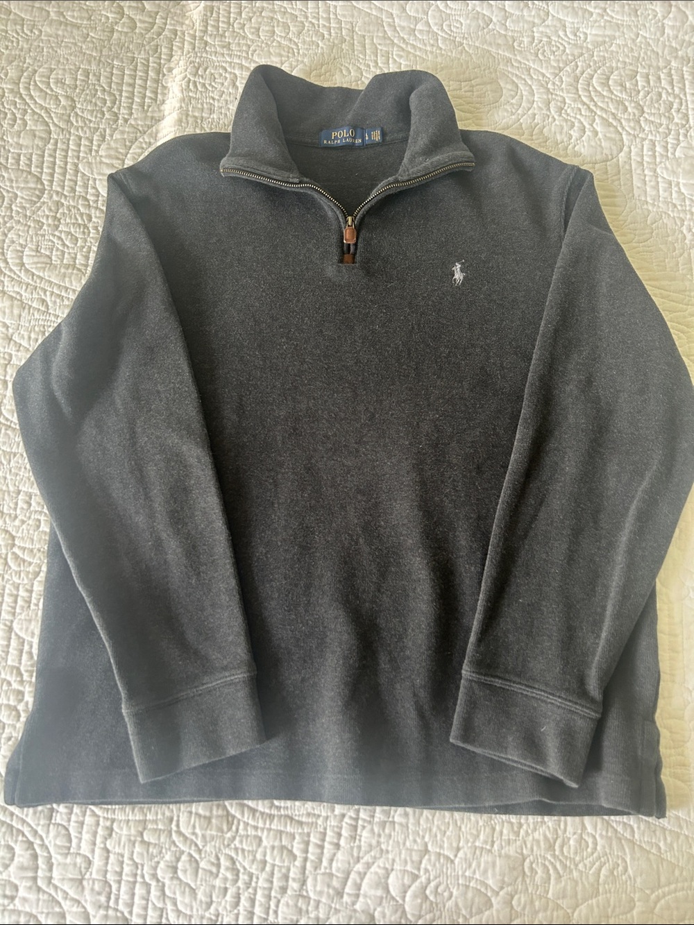 POLO RALPH LAUREN Men's 1/4 Zip Mock Neck 100%Cotton Pullover Size L